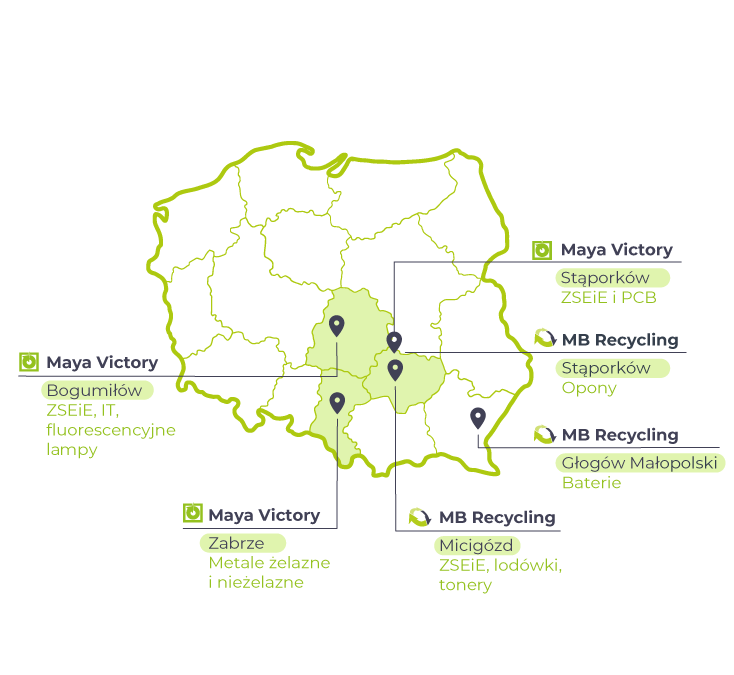 mapa zakładów przetwarzania